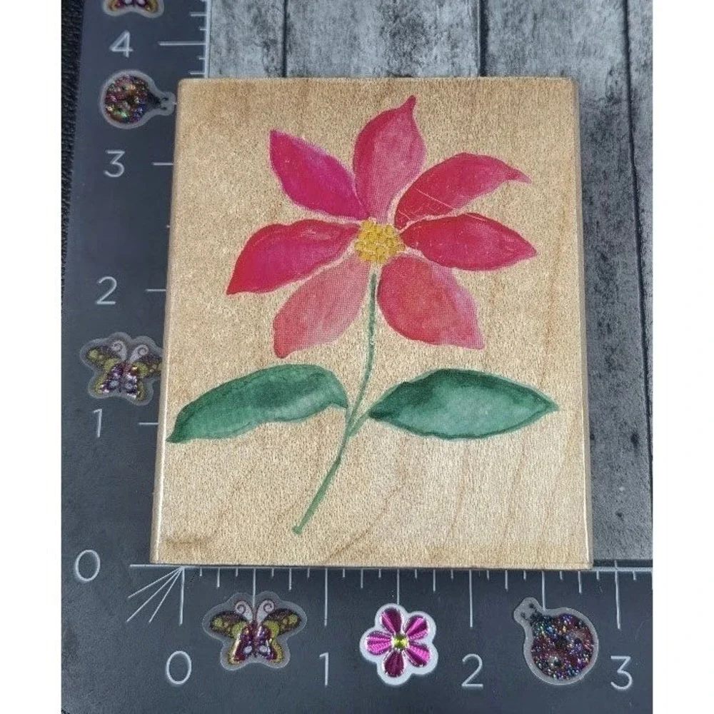 Hero Arts Watercolor Poinsettia Flower H3671 Rubber Stamp Wood #J46